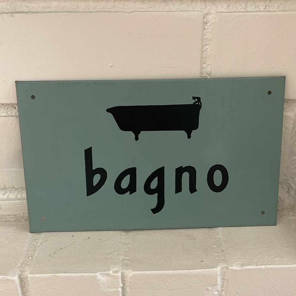 Anthropologie Bagno Bathroom Bath Metal Sign